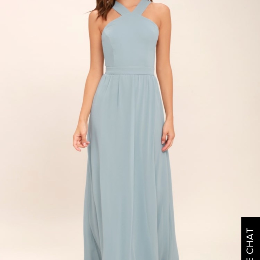 LULUS AIR OF ROMANCE LIGHT BLUE MAXI DRESS